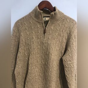 J. Crew Men’s Sweater Oatmeal cable knit wool half zip